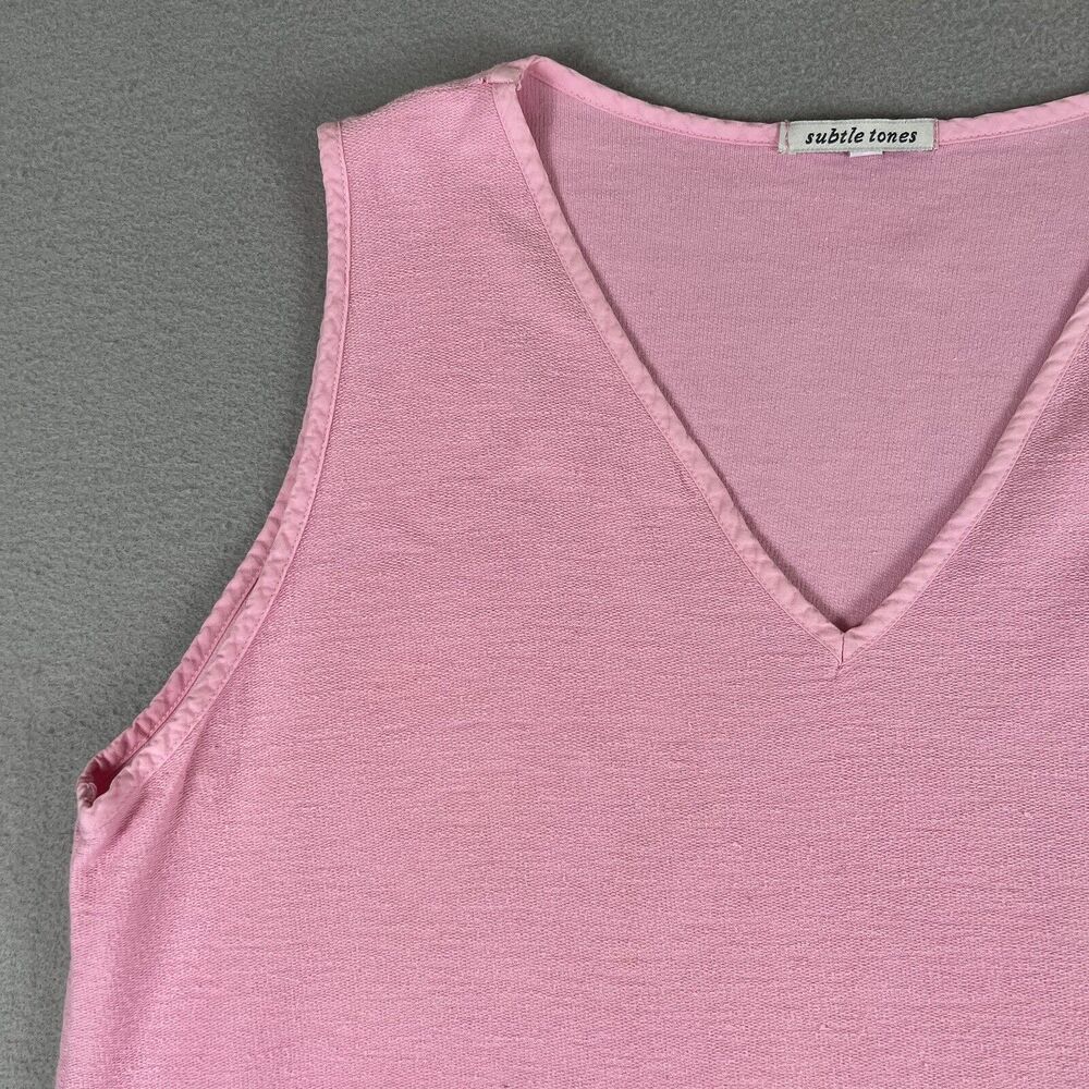 Subtle Tones Pink Cotton‎ Terry V Neck Sleeveless Kangaroo Pocket Midi Dress M - Picture 3 of 16